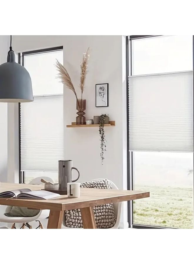 Full View Lift Up Down Pleated Curtain No Hole Design White 27 56X39 37 Inch - Image 5